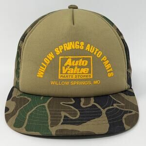 Vintage 80s Willow Springs Auto Value Trucker Hat Baseball Cap Snapback Green